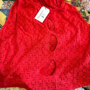 Red Cut Out Tank Top Blouse